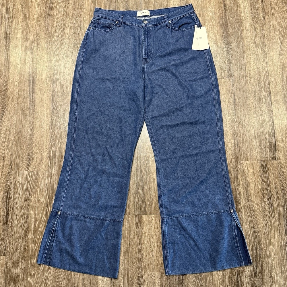 7 for All Mankind Women's Size 32 Denim Lustre Trouser Dark Indigo